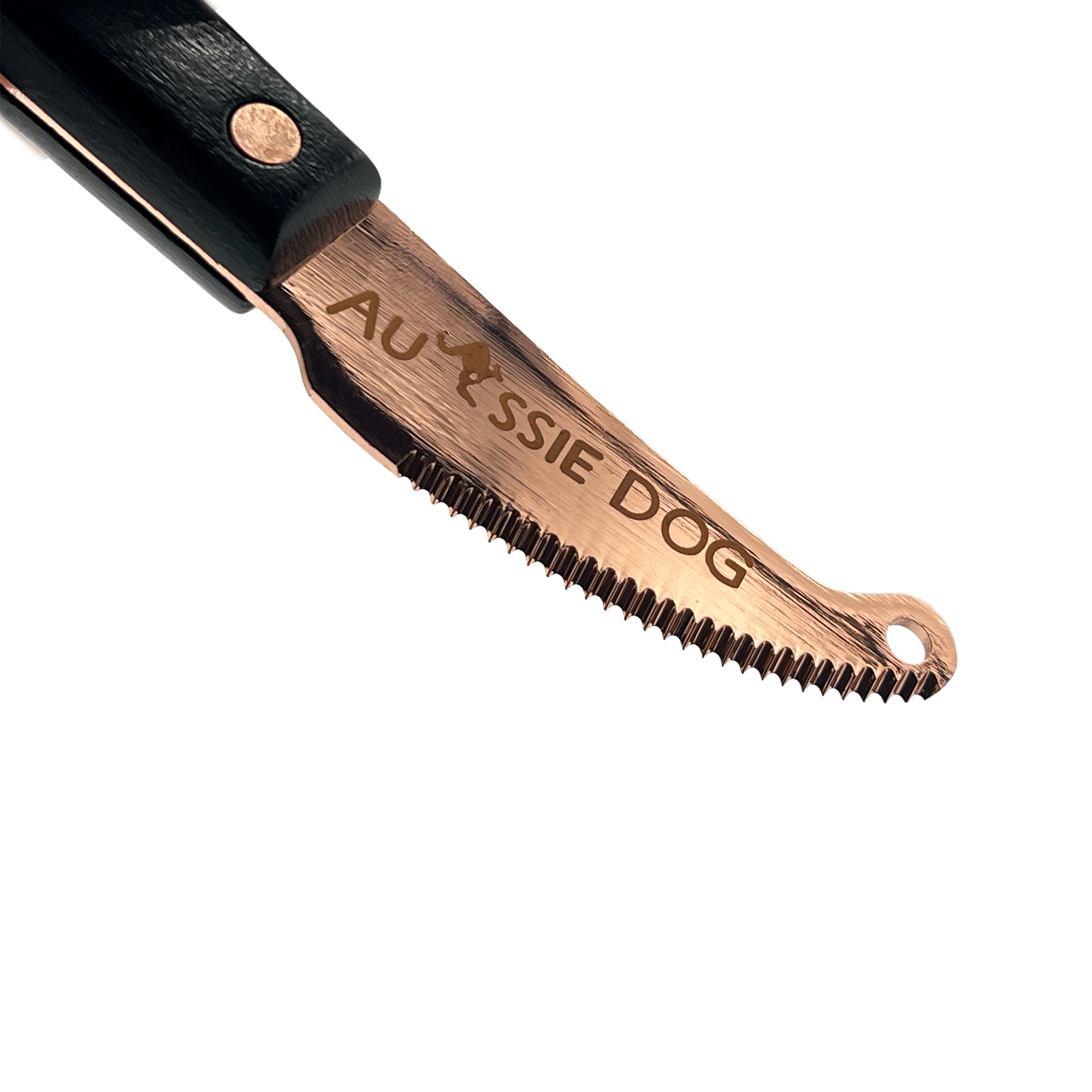 26 Teeth Right Curved Blade Stripping Knife by Aussie Dog