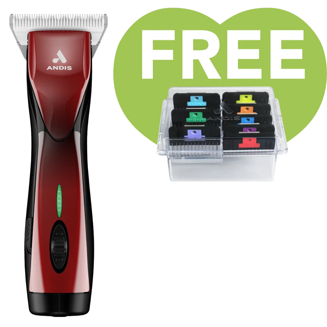 Pulse ZR II Red Clipper Wide 30 Blade With Free 8pc Wide Comb Set by Andis