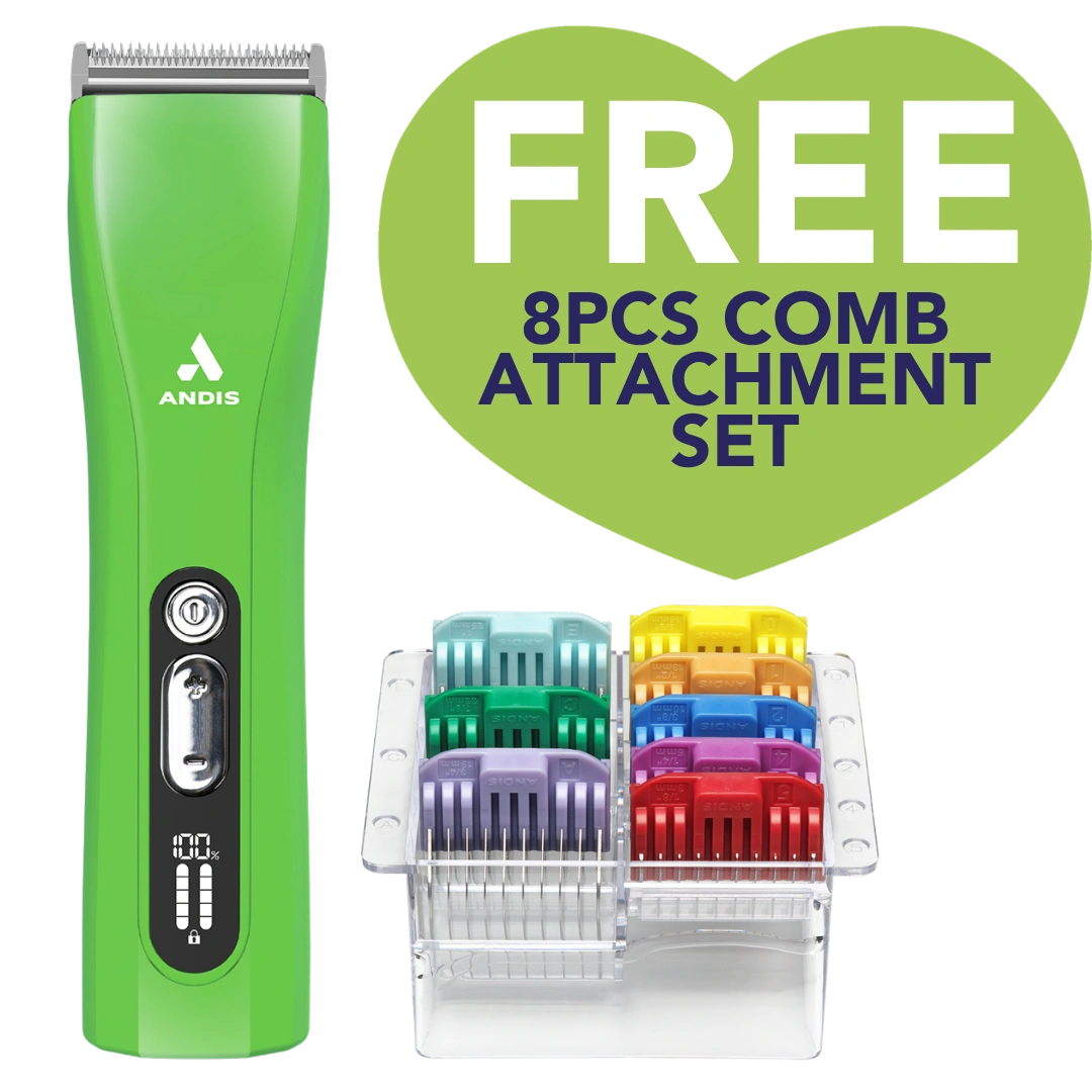 ProClip 5-in-1 Green Clipper with Free 8Pc Comb Attachment Set by Andis