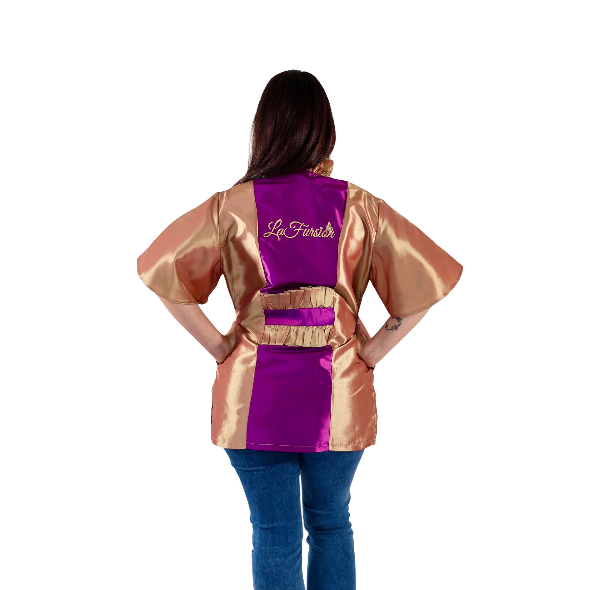 Butterfly With Sleeves Smocks Violet and Gold by LaFursion