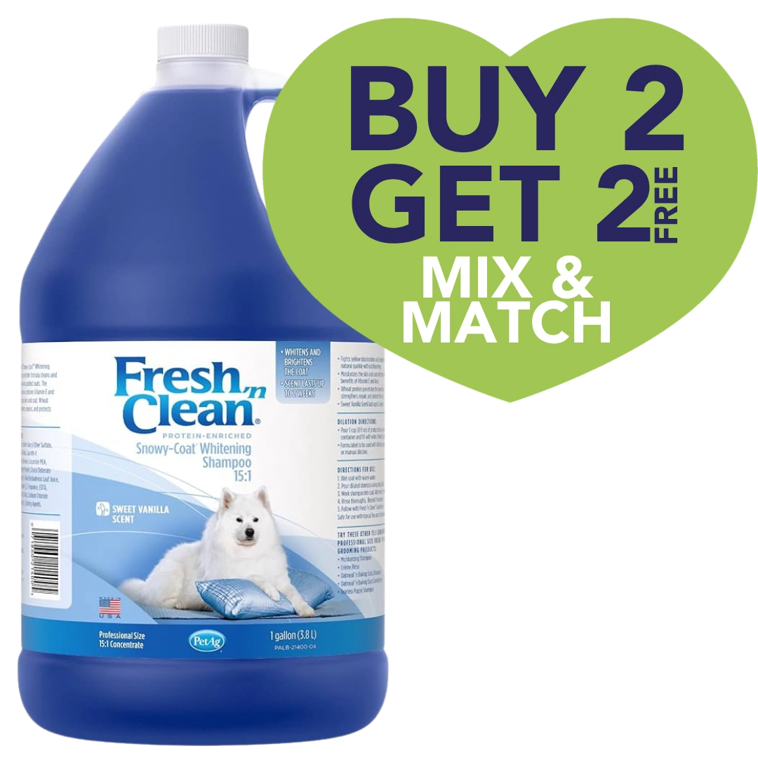 Snowy-Coat Whitening Shampoo Vanilla Scent 15:1 Concentrate Gallon by Fresh 'n Clean