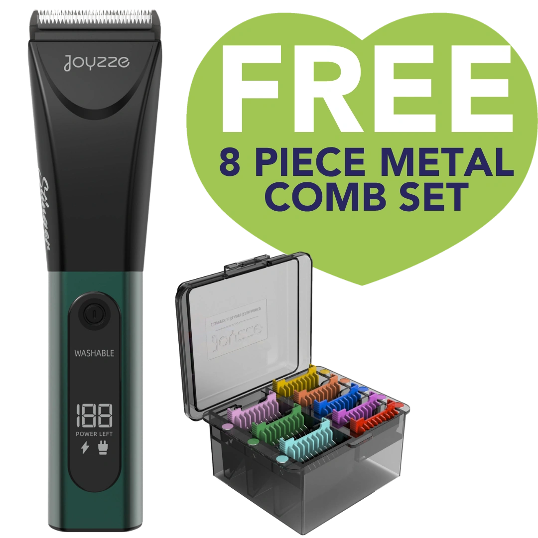 Stinger Green Water Resistant 5-in-1 Clipper with Free 8 Piece Metal Comb Set by Joyzze