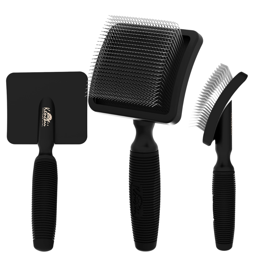 Long Pin Slicker Brush Black by Kenchii