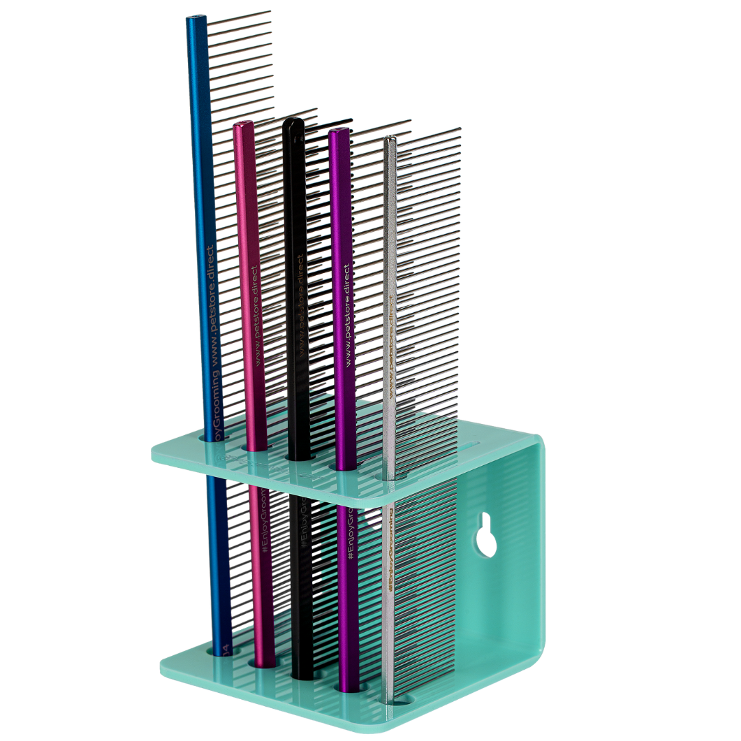 Acrylic 5 Comb Holder Tabletop and Wall Mount Aqua by PetStore.Direct
