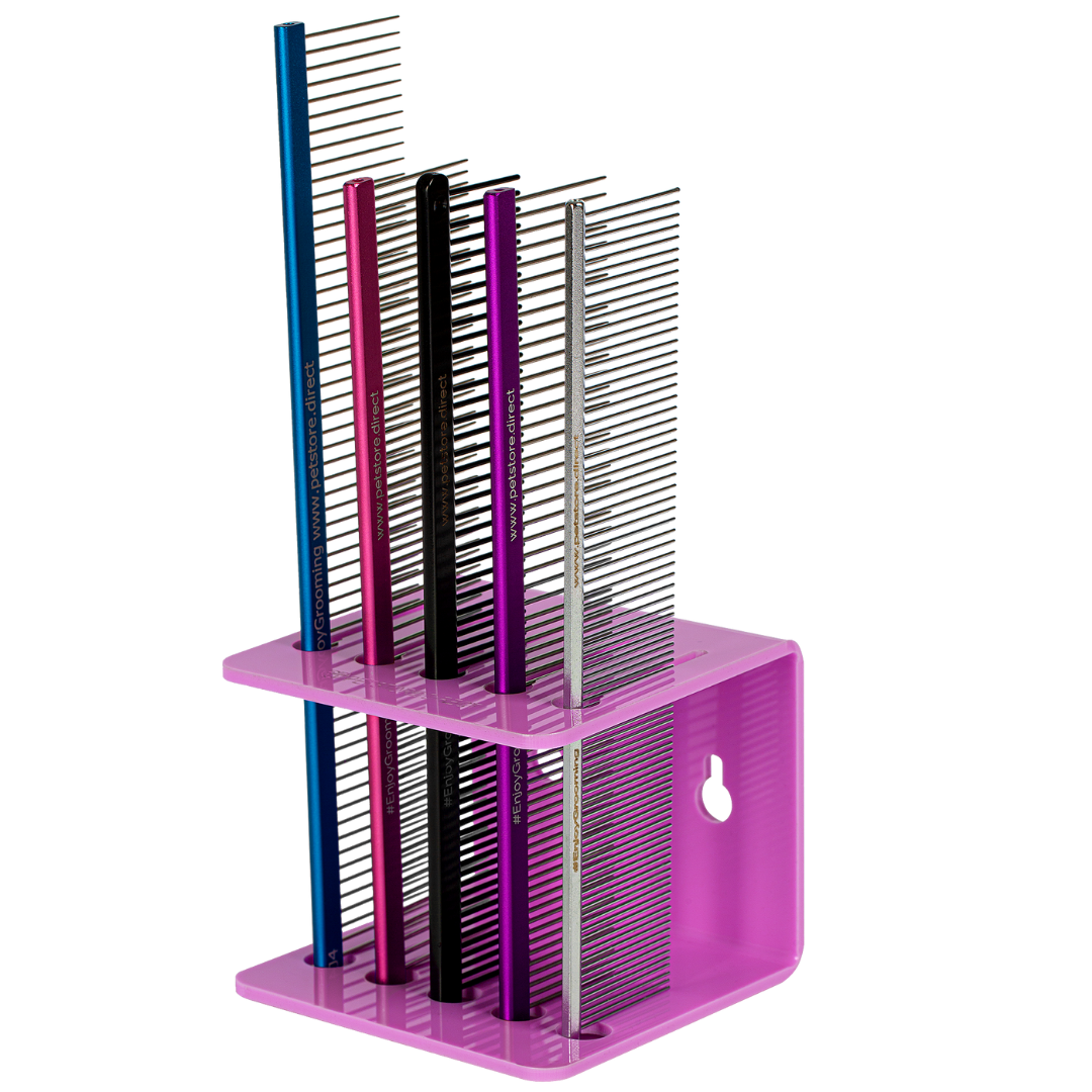 Acrylic 5 Comb Holder Tabletop and Wall Mount Hot Pink by PetStore.Direct