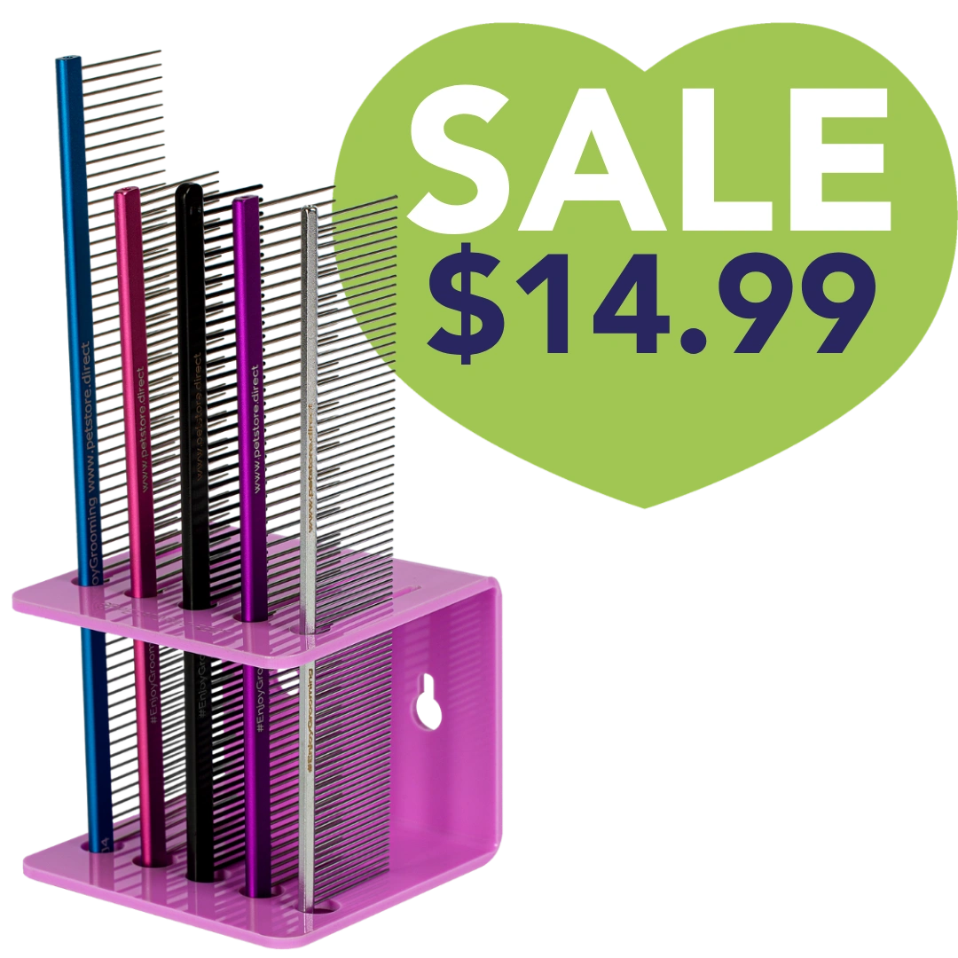 Acrylic 5 Comb Holder Tabletop and Wall Mount Hot Pink by PetStore.Direct