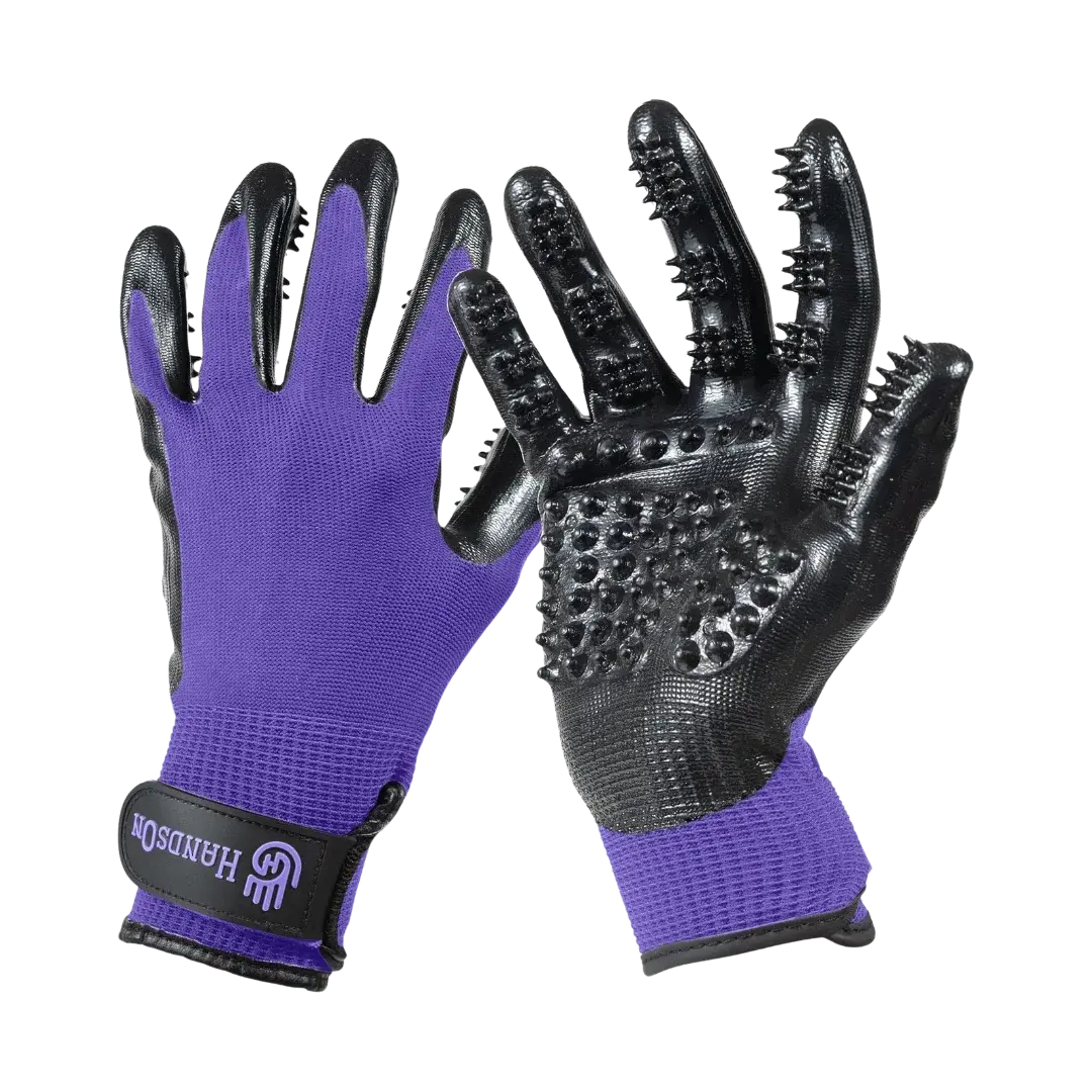 Large Purple Monochromatic Deshedding Gloves by HandsOn Gloves