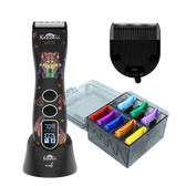 Flash5 Wolf Matte Black 5-in-1 Cordless Clipper with Comb Set and Detailer Blade by Kenchii