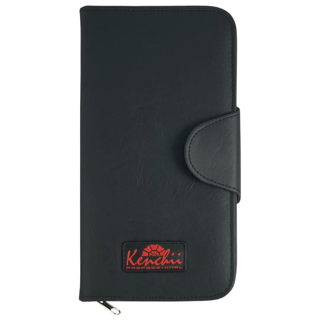 Faux Leather 5-Shear Zipper Case Black by Kenchii