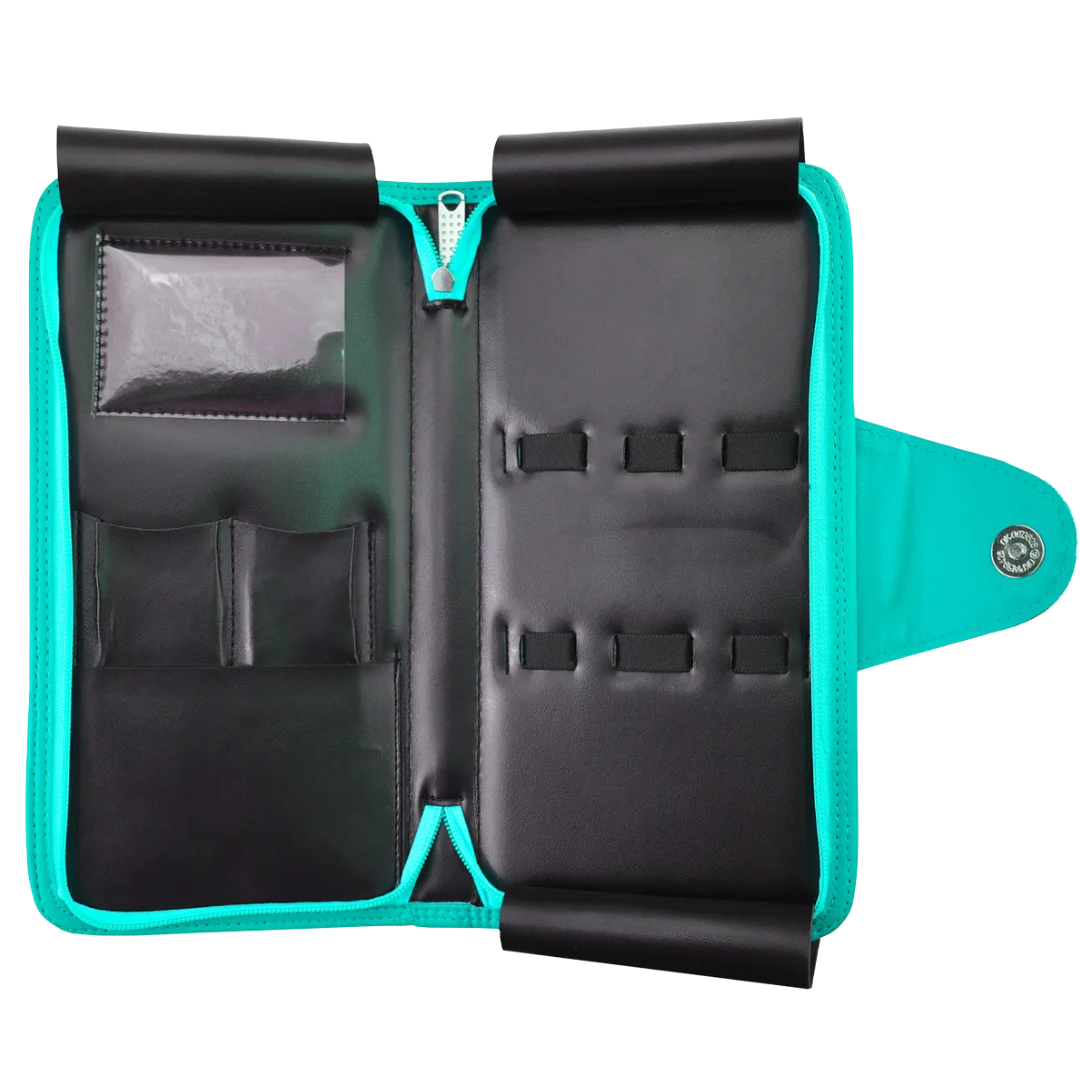 Faux Leather 5-Shear Zipper Case Teal by Kenchii