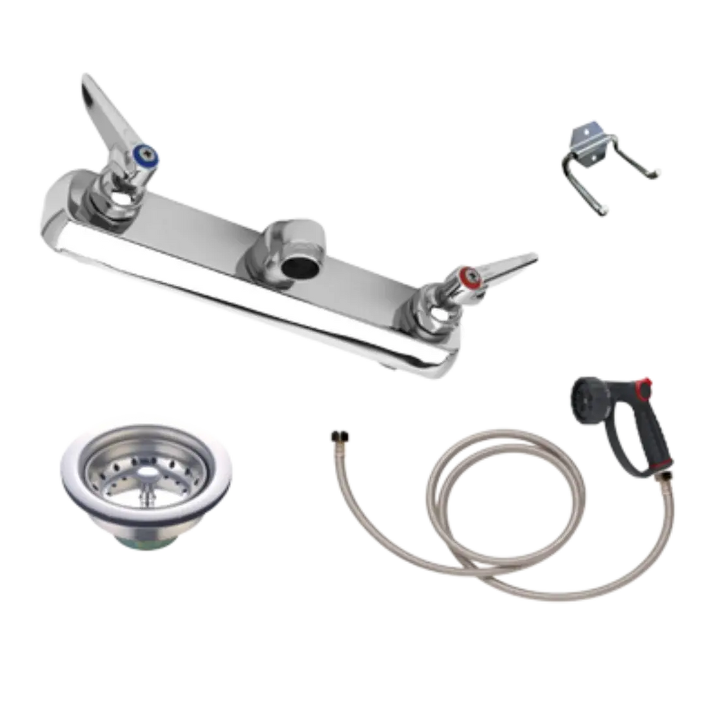 Tub Plumbing Complete Set-up 8″ Center with Hose, Sprayer & "S" Style Nozzle by PetLift