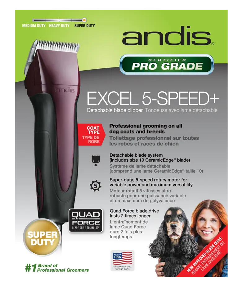 Excel 5-Speed Detachable Blade Clipper Burgundy by Andis