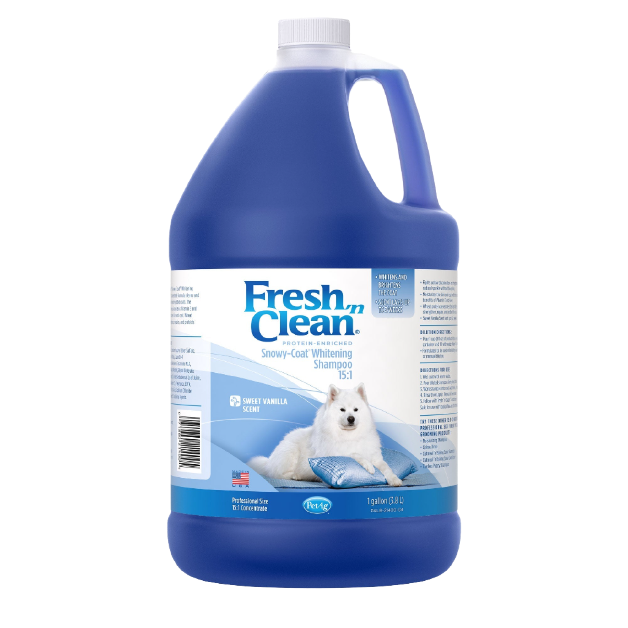 Snowy-Coat Whitening Shampoo Vanilla Scent 15:1 Concentrate Gallon by Fresh 'n Clean