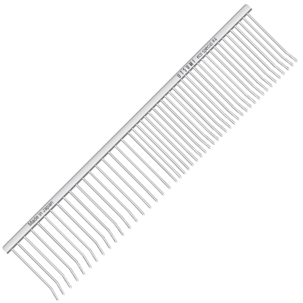 7.5" Curved Tip ECO Special #4 Comb Silver by Utsumi